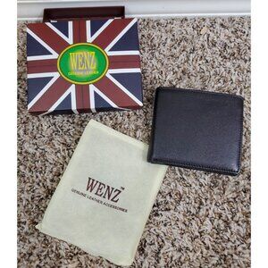 NIB Wenz Genuine Black Leather Bi-Fold Wallet